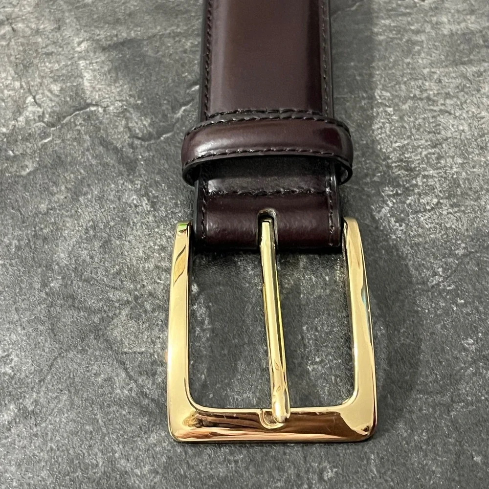 Chestnut Brown Leather Belt Men 44 Johnston Murphy Buckle Dress Buisness Casual